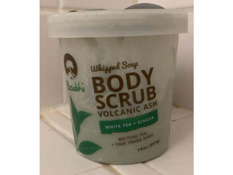 Bodhi Whipped Soap Body Scrub Volcanic Ash, White Tea + Ginger, 14 oz/397 g