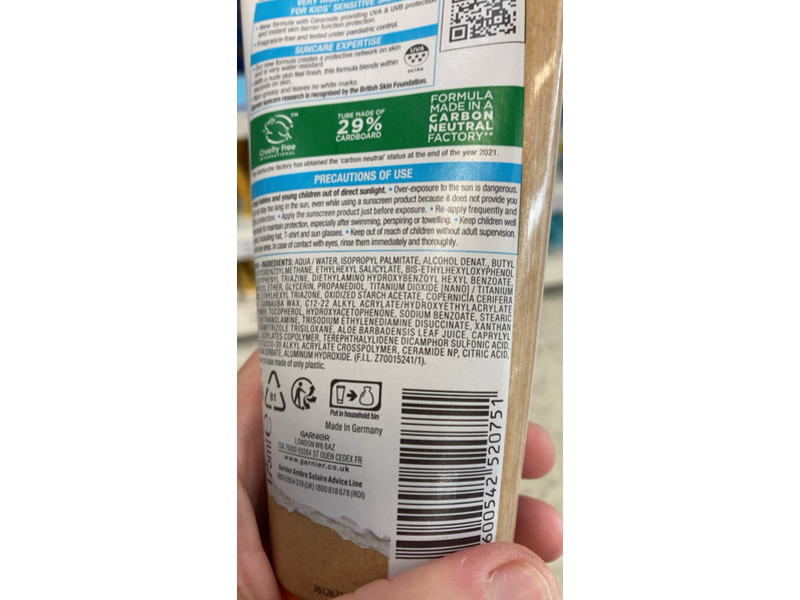 Garnier Ambre Solaire Kids Sensitive Protection Lotion, SPF 50+, 175 mL