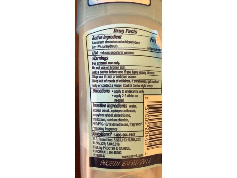 Secret Flawless Clear Antiperspirant/Deodorant, Unscented, 2.7 oz/76 g