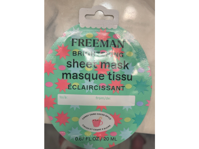 Freeman Brightening Sheet Mask, Candy Cane Cocoa Spice, 0.67 fl oz/20 mL