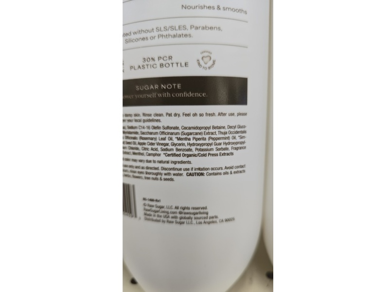 Raw Sugar Gentle & Hydrating Body Wash, Cedarleaf Mint, 20 fl oz/591 mL
