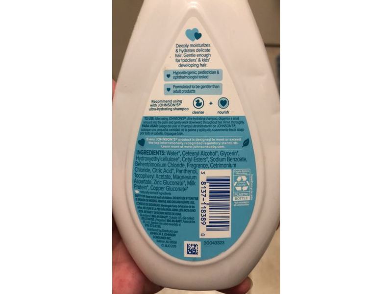 Johnson's Baby Ultra-Hydrating Tear-Free Kids Conditioner, Pro-Vitamin B5, 13.6 fl oz/400 mL