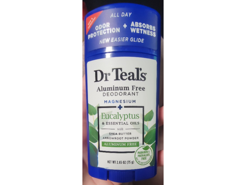 Dr Teal's Deodorant, Eucalyptus & Essential Oils, 2.65 oz/75 g
