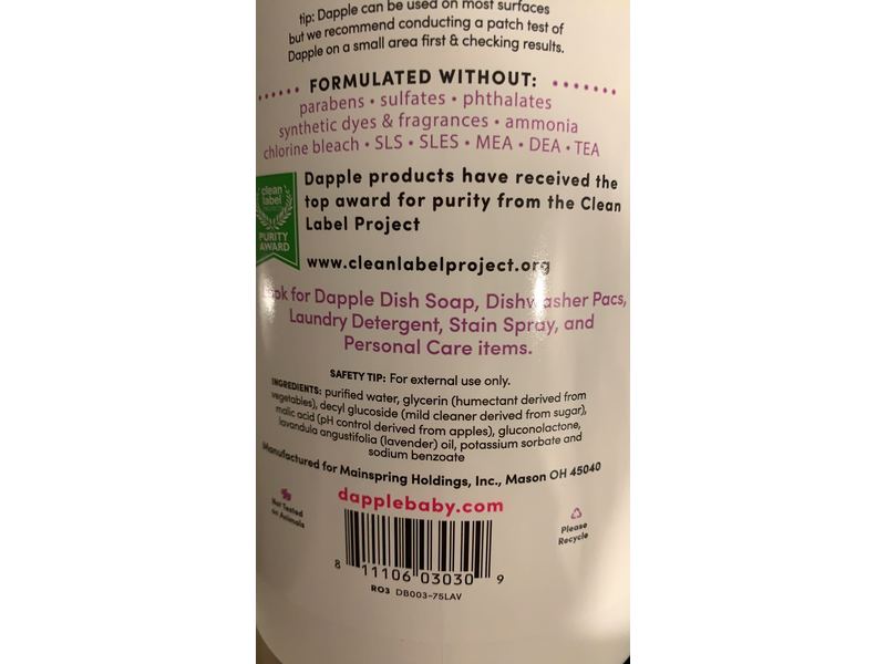 Dapple Baby All Purpose Cleaning Wipes, Lavender, 75 Count