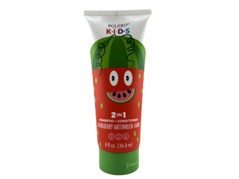 Bolero Kids 2 In 1 Body Wash + Bubble Bath, Strawberry Watermelon Swirl, 8 fl oz/236.5 mL, Pack Of 2