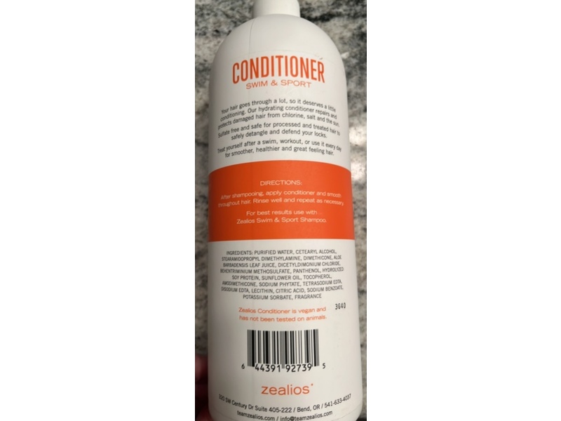Zealios Swim & Sport Conditioner, Aloe Juice & Sunflower Oil, 32 fl oz/946 mL