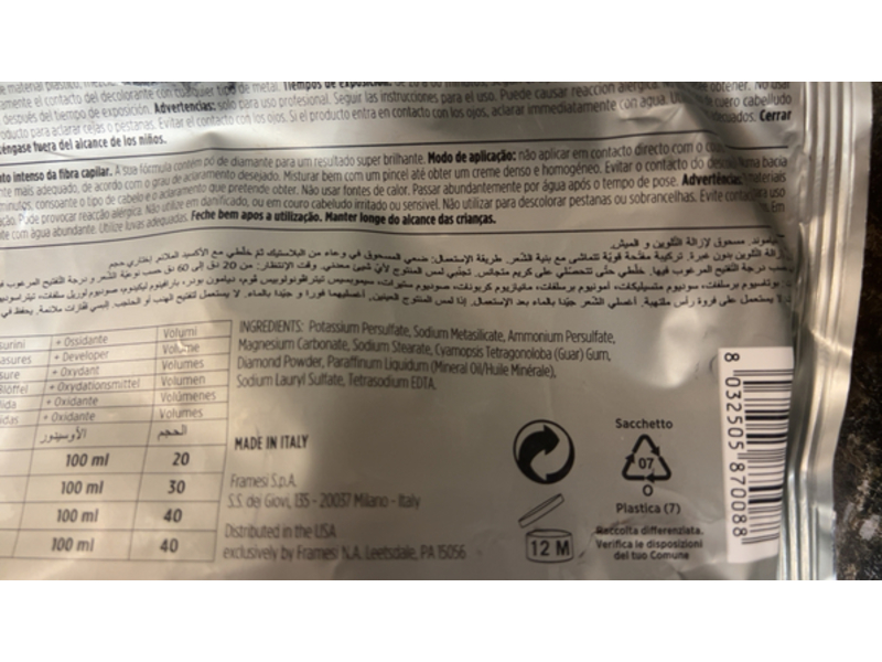 Framesi Decolor B Lightener Powder No Dust, Diamond, 18 oz/500 g