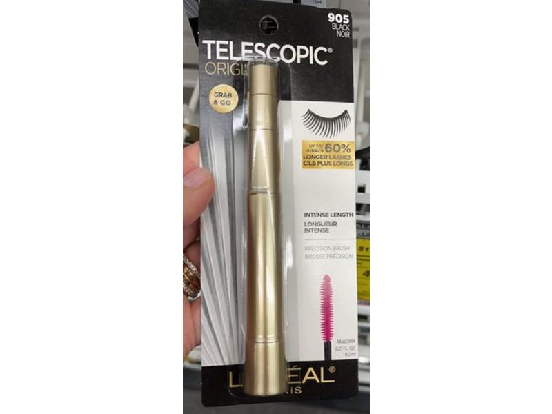 L'Oreal Paris Telescopic Origin Mascara, 905 Black Noir, 0.27 fl oz/8 mL