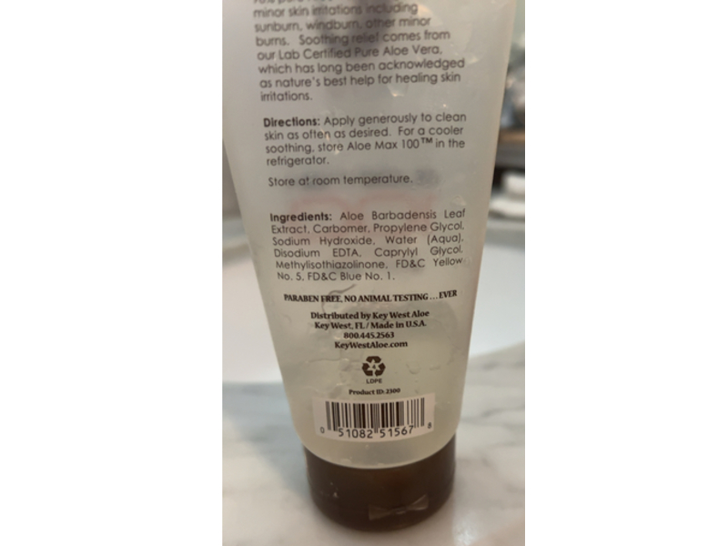 Key West Aloe Aloe Max 100 After Sun Skin Gel, 98% Pure Aloe, 6 fl oz/177 mL