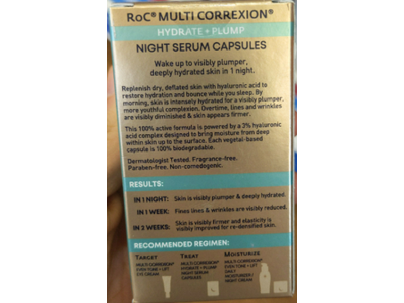 Roc Multi Correxion Night Serum Capsules, Hydrate + Plump, 0.35 fl oz/10.5 mL, 30 Count
