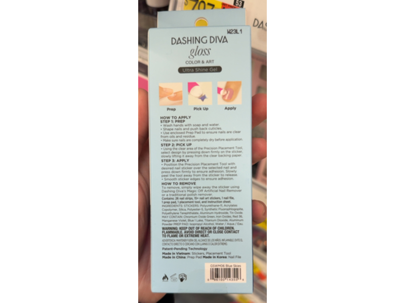 Dashing Diva Gloss Ultra Shine Gel Nail Strips, Blue Skies, 26 Count