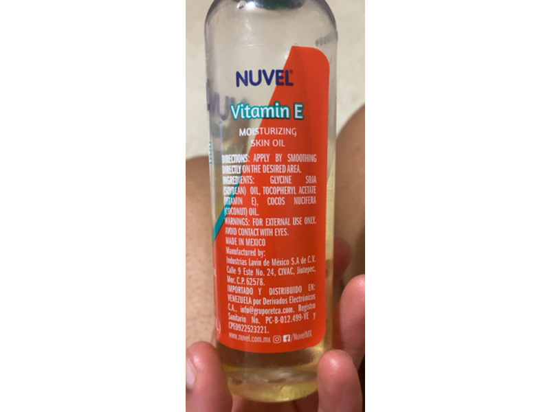 Nuvel Vitamin E Moisturizing Skin Oil, Coconut Oil, 4 fl oz/118 mL