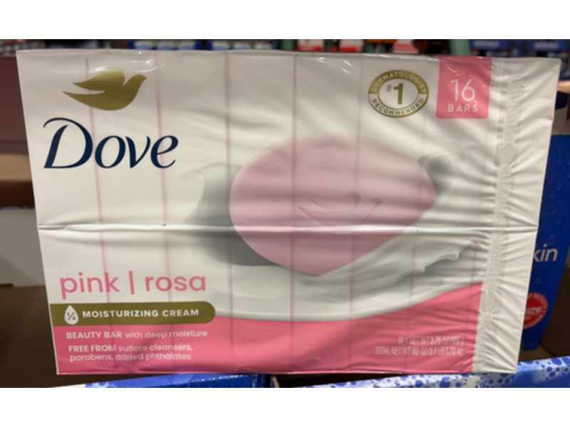 Dove Beauty Bar, Pink/Rosa, 3.75 oz/106 g, 16 Count