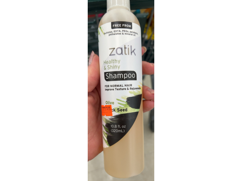 Zatik Natural Healthy & Shiny Shampoo, Olive & Black Seed, 10.8 fl oz/320 mL