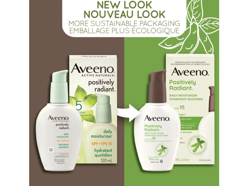 Aveeno Positively Radiant Daily Moisturizer, SPF 15, 4.0 fl oz/120 mL