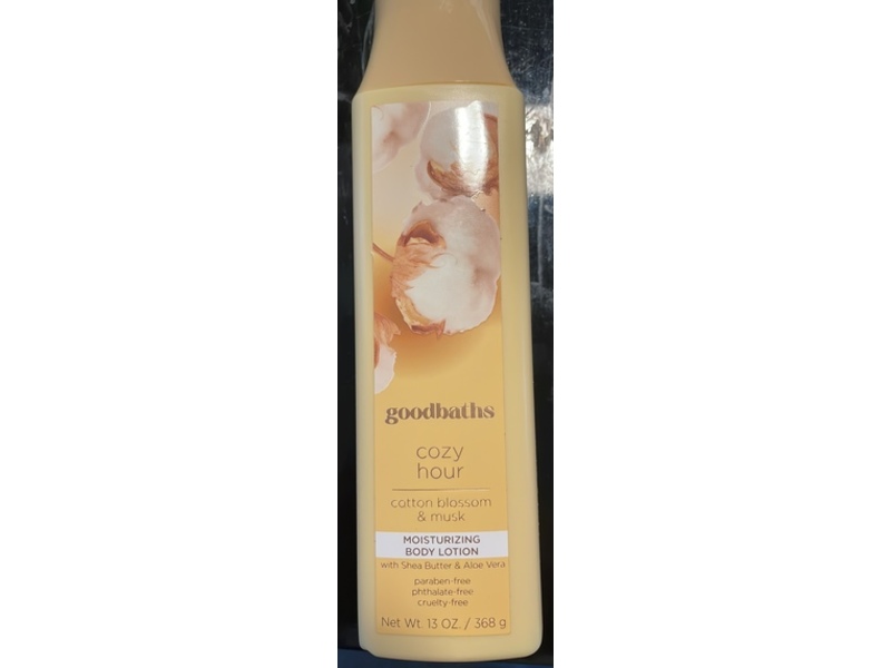 Goodbaths Cozy Hour Moisturizing Body Lotion, Cotton Blossom & Musk, 13 fl oz/368 g