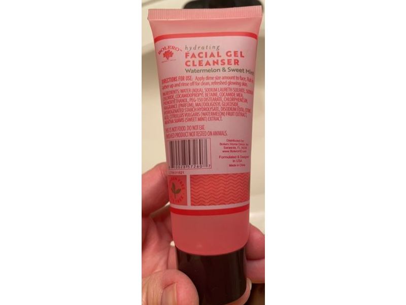 Bolero Hydrating Facial Gel Cleanser, Watermelon & Sweet Mint, 2.5 fl oz/75 mL, Pack Of 2