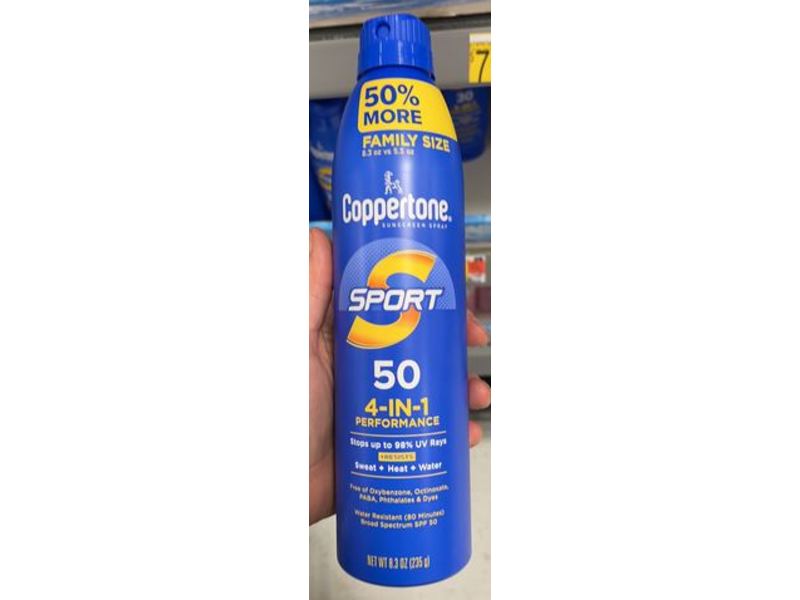 Coppertone Sport 4 - In - 1 Performance Sunscreen Spray, SPF 50, 8.3 oz/235 g