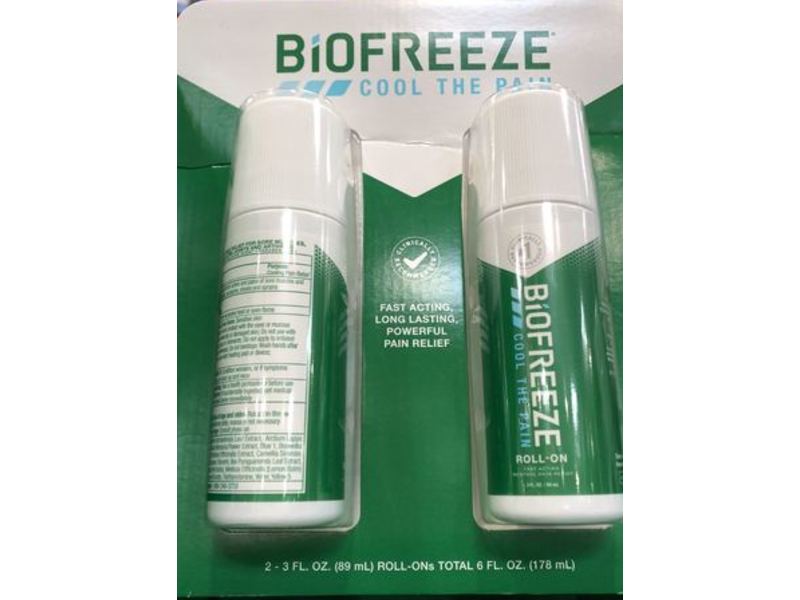 Biofreeze Cool The Pain Roll-On, 3 fl oz/89 mL, Pack Of 2