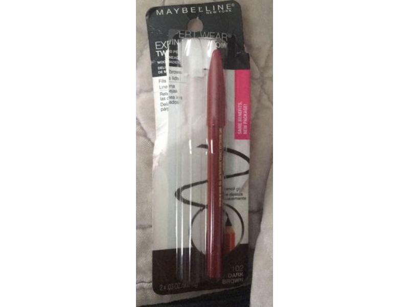 Maybelline Expert Eyes Twin Brow & Eye Pencil, Dark Brown 102, 0.06 oz/900 mg, Pack Of 6