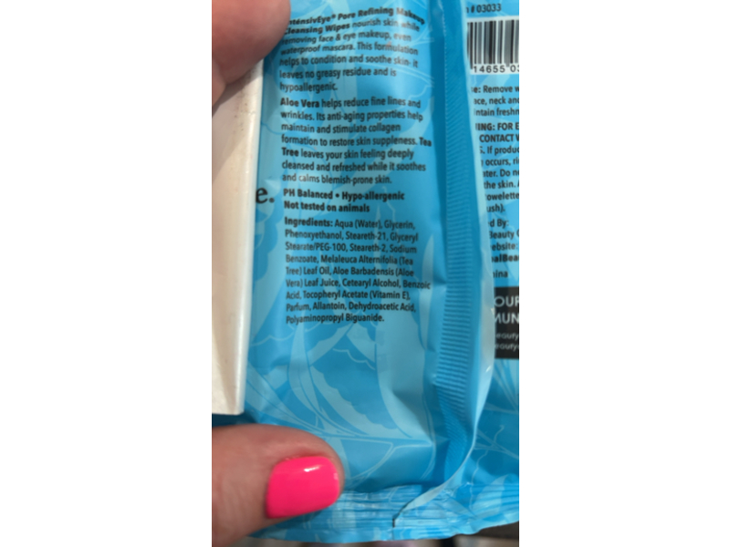 Intensive Eye Makeup Cleansing Wipes, Collagen, Pore Refining, Pack Of 2