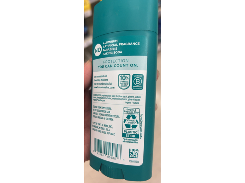 Tom's of Maine Deodorant, Eucalyptus Mint, 3.25 oz/92 g