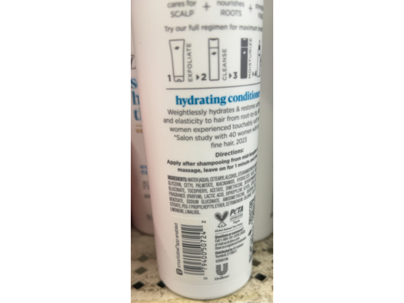 Dove Scalp + Hair Therapy Density Boost Hydrating Conditioner, Vitamin B3 & Zinc, 9.25 fl oz/273 mL