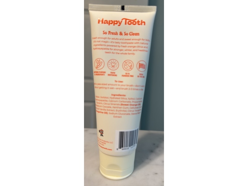 Happy Tooth Hydroxyapatite Toothpaste, Sweet Orange, 4 oz/118 mL