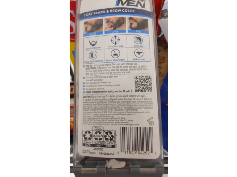 Just For Men 1-Day Bears & Brow Color, Medium Brown, 0.3 fl oz/9 mL