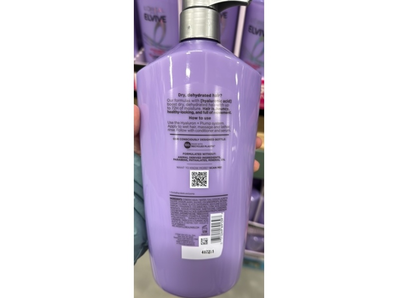 L'Oreal Paris Elvive Hyaluron Plump Hydrating Shampoo, 40 fl oz/1.18 L