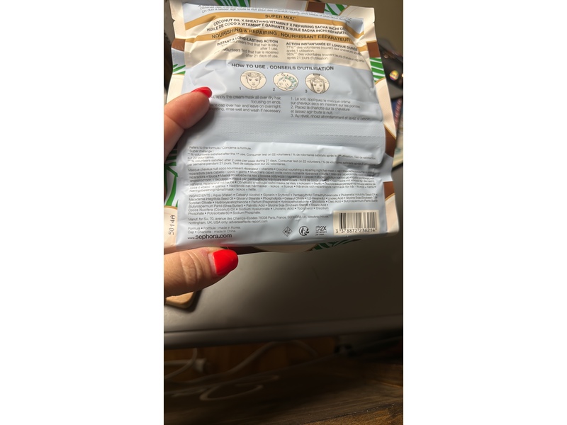 Sephora Nourishing & Repairing Overnight Hair Mask, Coconut Oil, 1 fl oz/30 mL, 1 Count