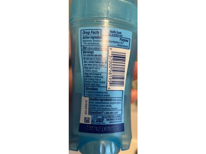 Secret PH Balancing Minerals Clear Gel Antiperspirant & Deodorant, Cozy Vanilla, 2.6 oz/73 g