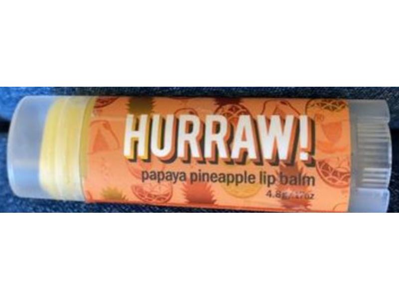 Hurraw! Lip Balm, Papaya Pineapple, 0.17 oz/4.8 g