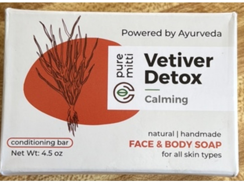 Pure Mitti Face & Body Conditioning Soap Bar, Vetiver Detox, 4.5 oz