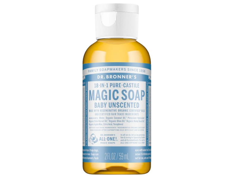 Dr Bronner's Hemp Baby Pure Castle Soap, Unscented, 2 fl oz/59 mL