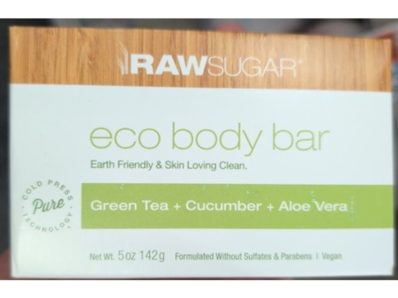 Raw Sugar Eco Body Bar, Green Tea + Cucumber + Aloe Vera, 5 oz/142 g