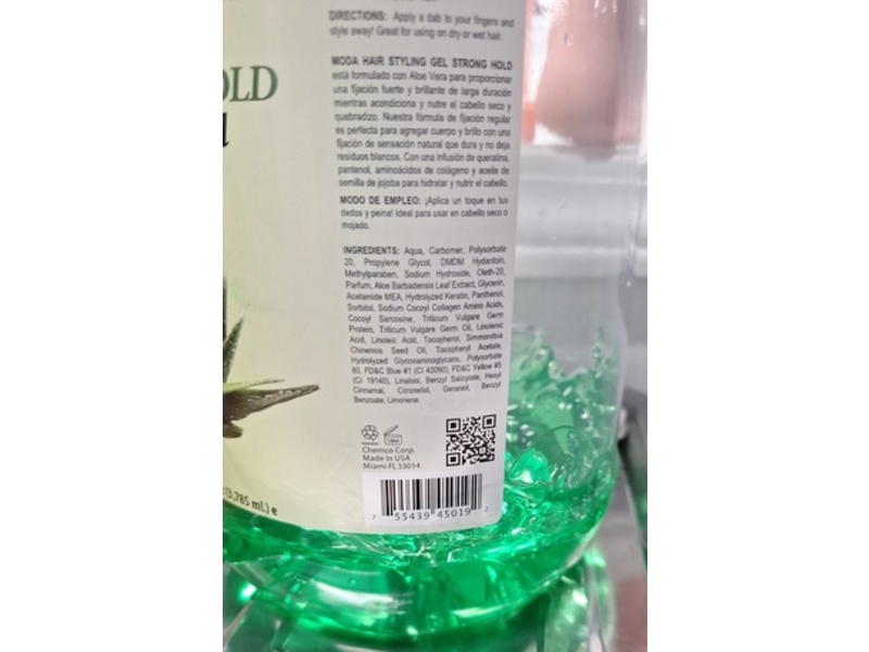 MODA Professional Regular Hold Hair Styling Gel, 128 fl oz/3785 mL
