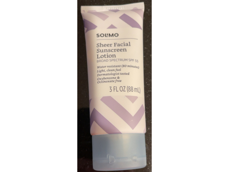 Solimo Sheer Face Sunscreen Lotion, SPF 55, 3 fl oz/88 mL