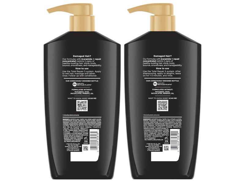 L'Oreal Paris Elvive Total Repair 5 Shampoo & Conditioner, 28 fl oz/828 mL, Pack Of 2