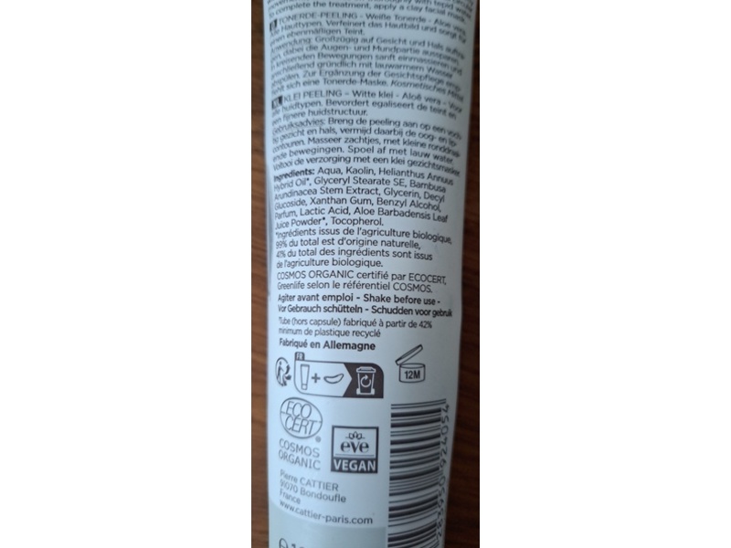 Cattier White Clay Scrub, Aloe Vera, 100 mL