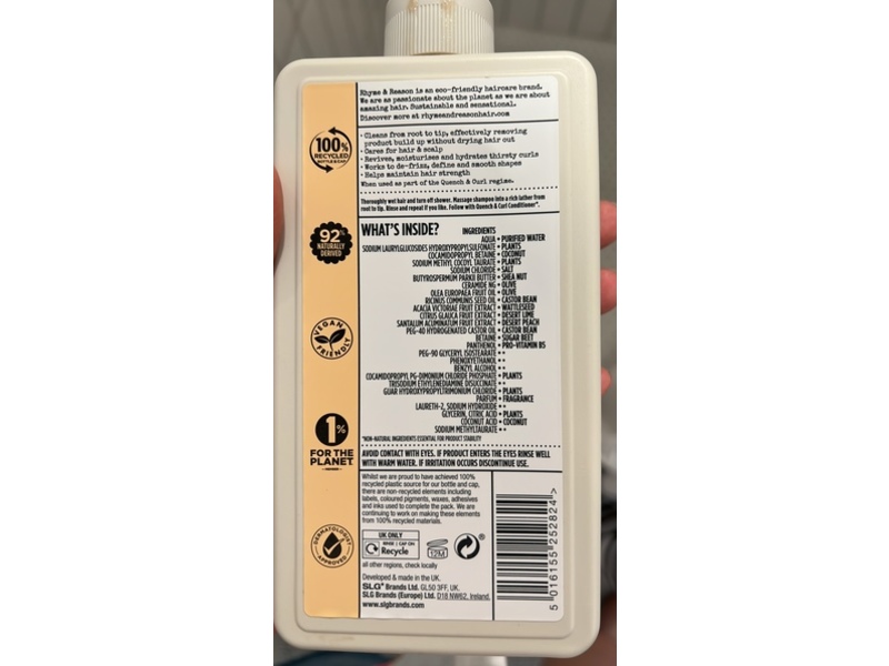 Rhyme & Reason Quench + Curl Shampoo, 13 fl oz/385 mL