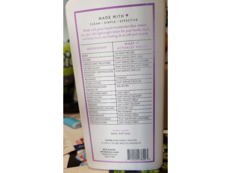 Native Moisturizing Lotion, Lilac & White Tea, 16.5 fl oz/487 mL