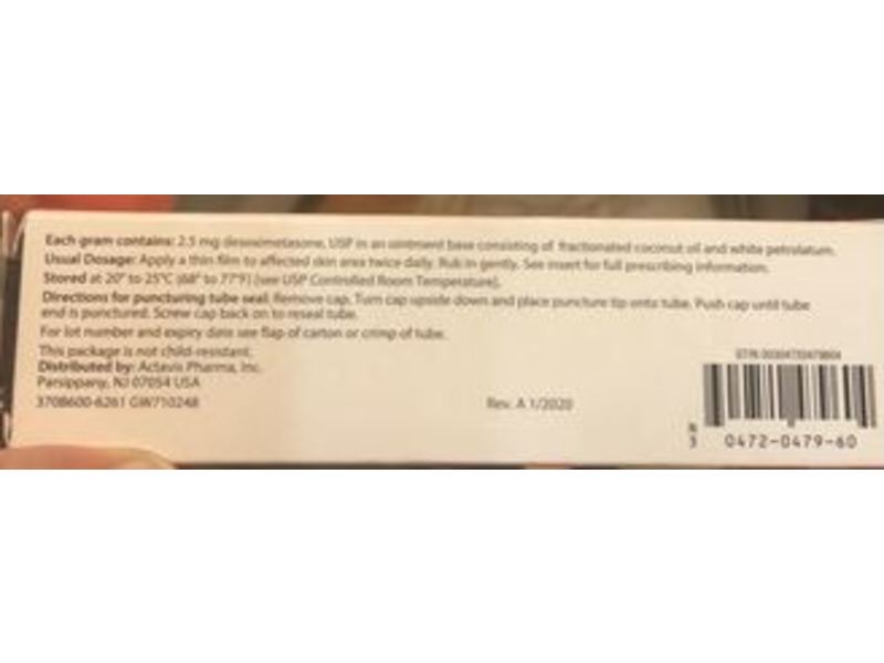 Desoximetasone Ointment USP, 0.25%, 60 g, Actavis (RX)