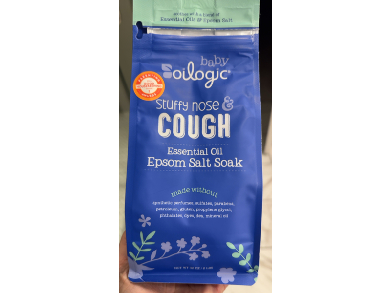 Oilogic Baby Stuffy Nose & Cough Essential Oil Epsom Salt Soak, 32 oz/2 lbs