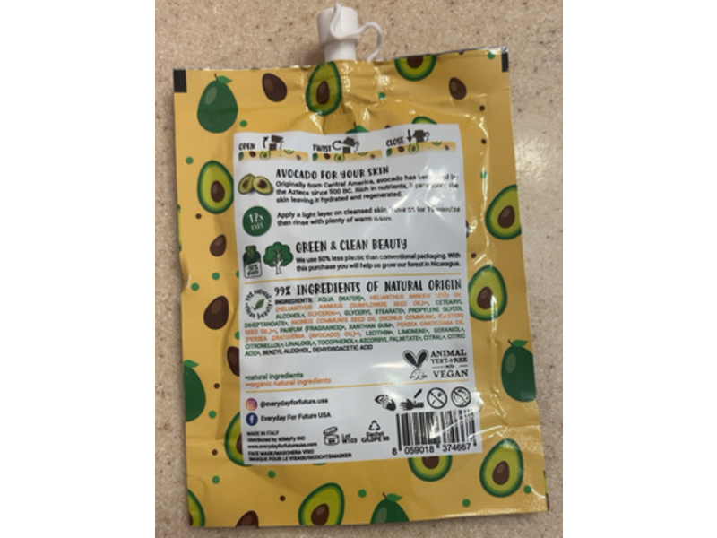Everyday For Future Yummycado Avocado Face Mask, 1.35 fl oz/40 mL