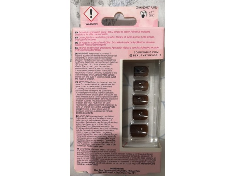 Invogue Coloured Nails, Coco Brown, 24 Count