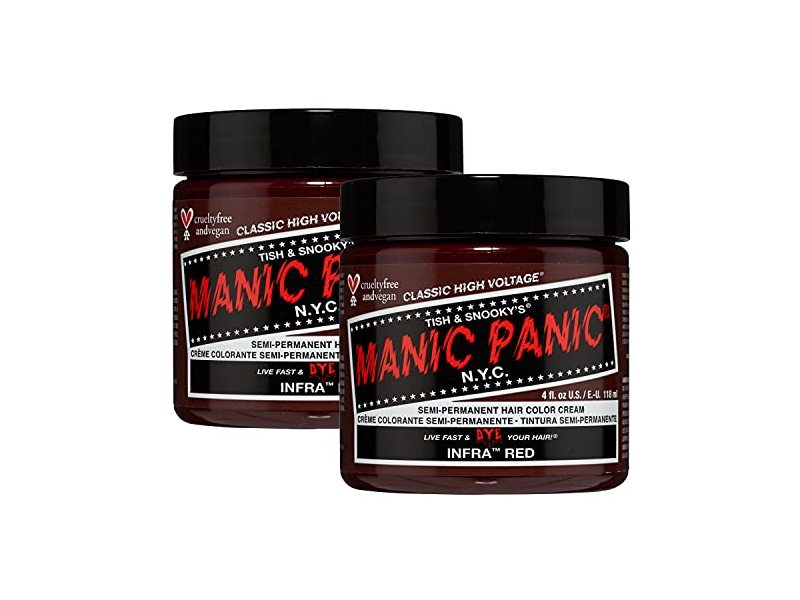 Manic Panic Semi Permanent Hair Color, Classic Infra Red, 4 fl oz/118 mL, Pack Of 2