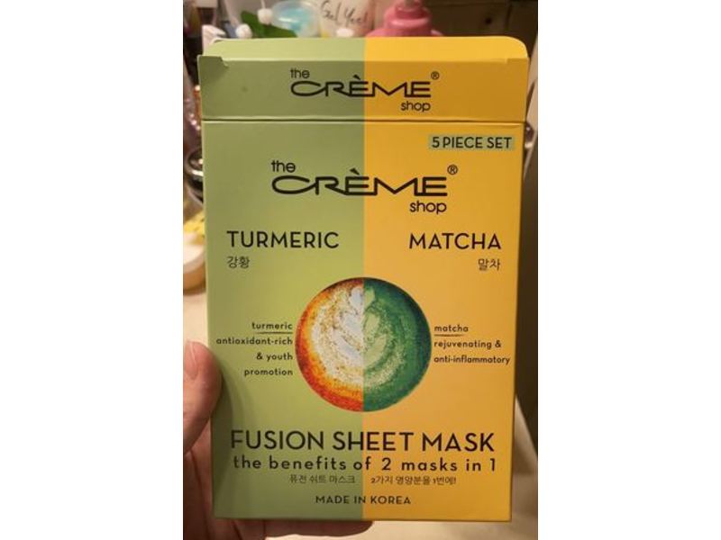 The Creme Shop Fusion Sheet Mask, Turmeric & Matcha, 5 Sheets Set