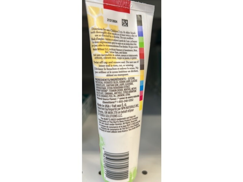 Burt's Bees Kids Fluoride Free Toothpaste, Fruit Fusion, 95 mL