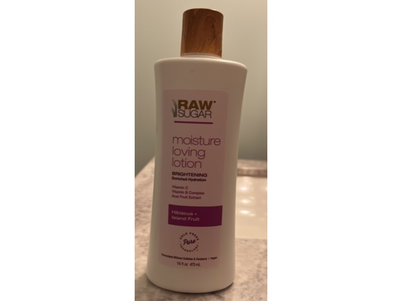 Raw Sugar Brightening Moisture Loving Lotion, Hibiscus + Island Fruit, 16 fl oz/473 mL